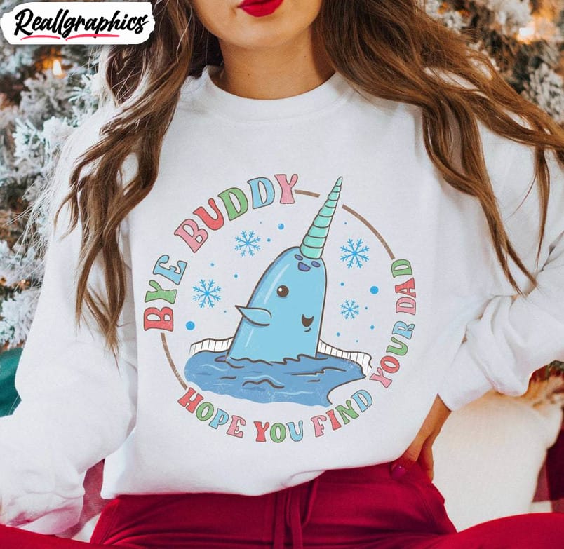 buddy narwhal elf christmas shirt, funny xmas short sleeve tee tops