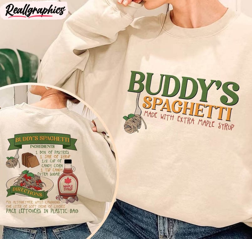 buddy s spaghetti elf shirt, elf christmas movie crewneck sweatshirt sweater