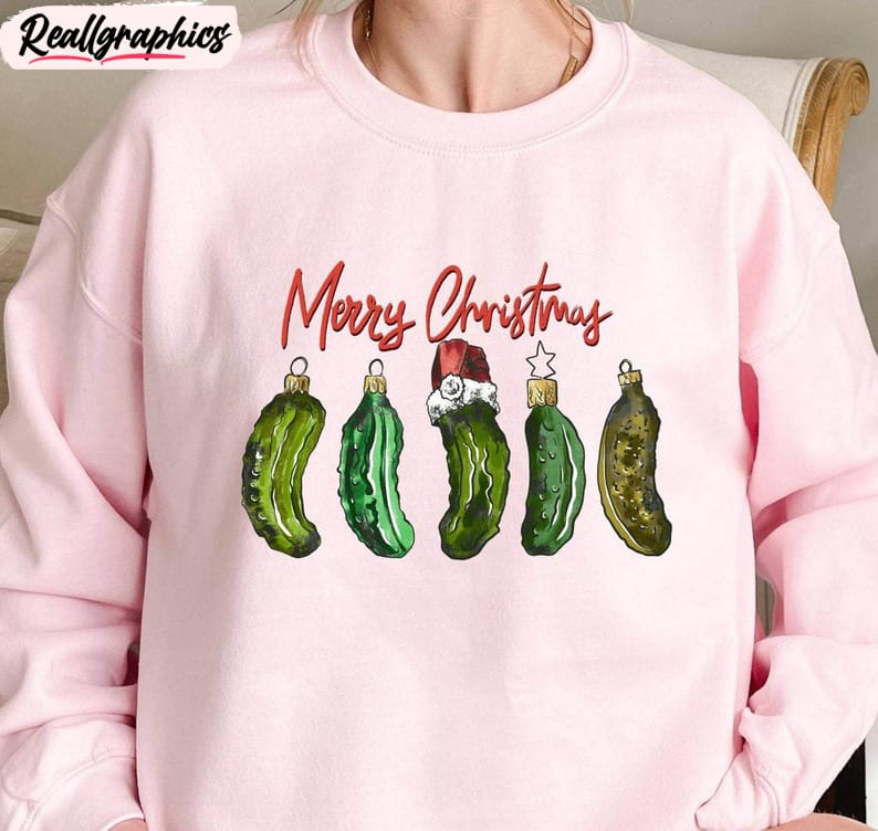 canned pickles christmas shirt, christmas party pickle lovers xmas short sleeve sweater