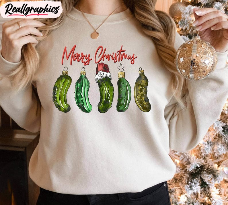 canned pickles christmas shirt, christmas party pickle lovers xmas short sleeve sweater