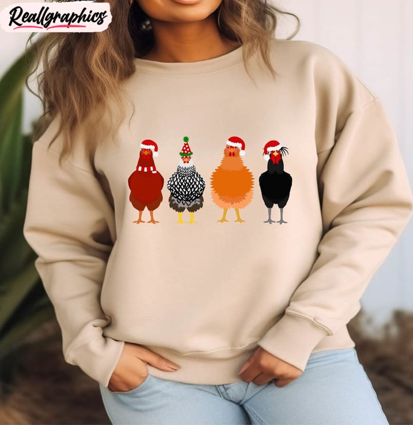 chicken christmas shirt, christmas farm sweater unisex t shirt