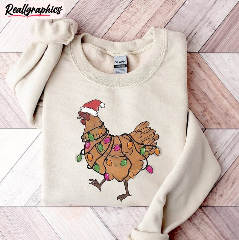 chicken christmas shirt, funny animal short sleeve unisex t shirt