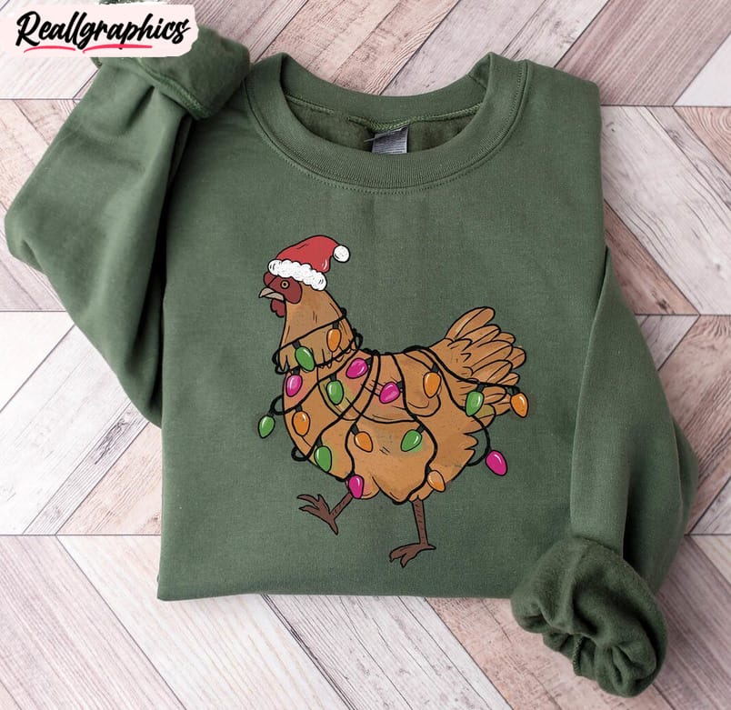 chicken christmas shirt, funny animal short sleeve unisex t shirt