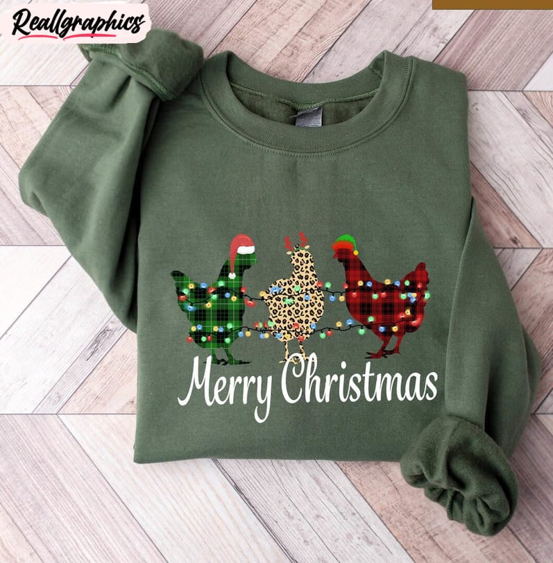 christmas chicken shirt, christmas farm animal crewneck sweatshirt tee