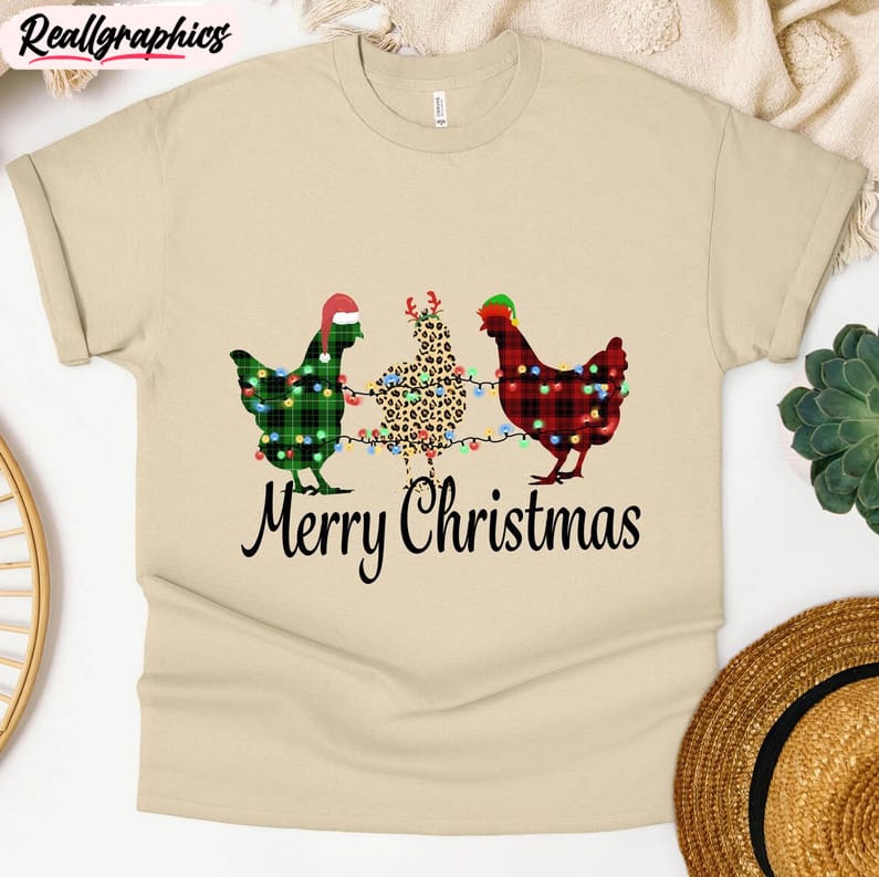 christmas chicken shirt, christmas farm animal crewneck sweatshirt tee