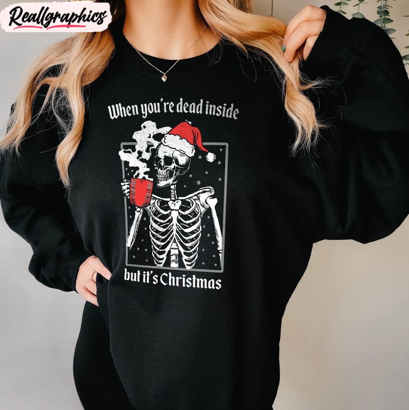 christmas coffee shirt, christmas skeleton short sleeve sweater