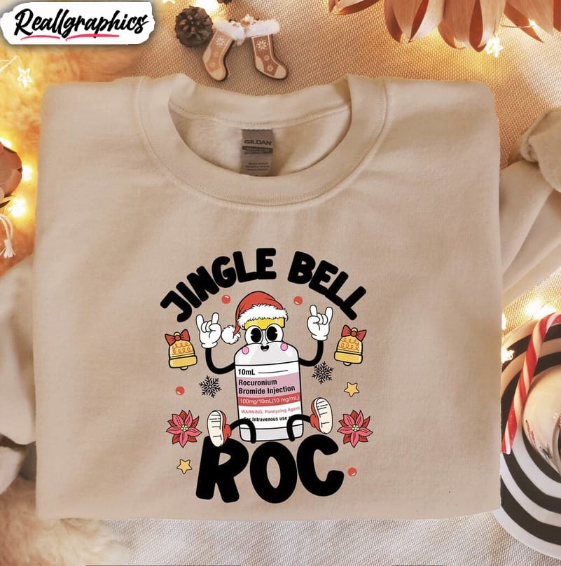 christmas nurse sweatshirt, jingle bell rock long sleeve crewneck sweatshirt