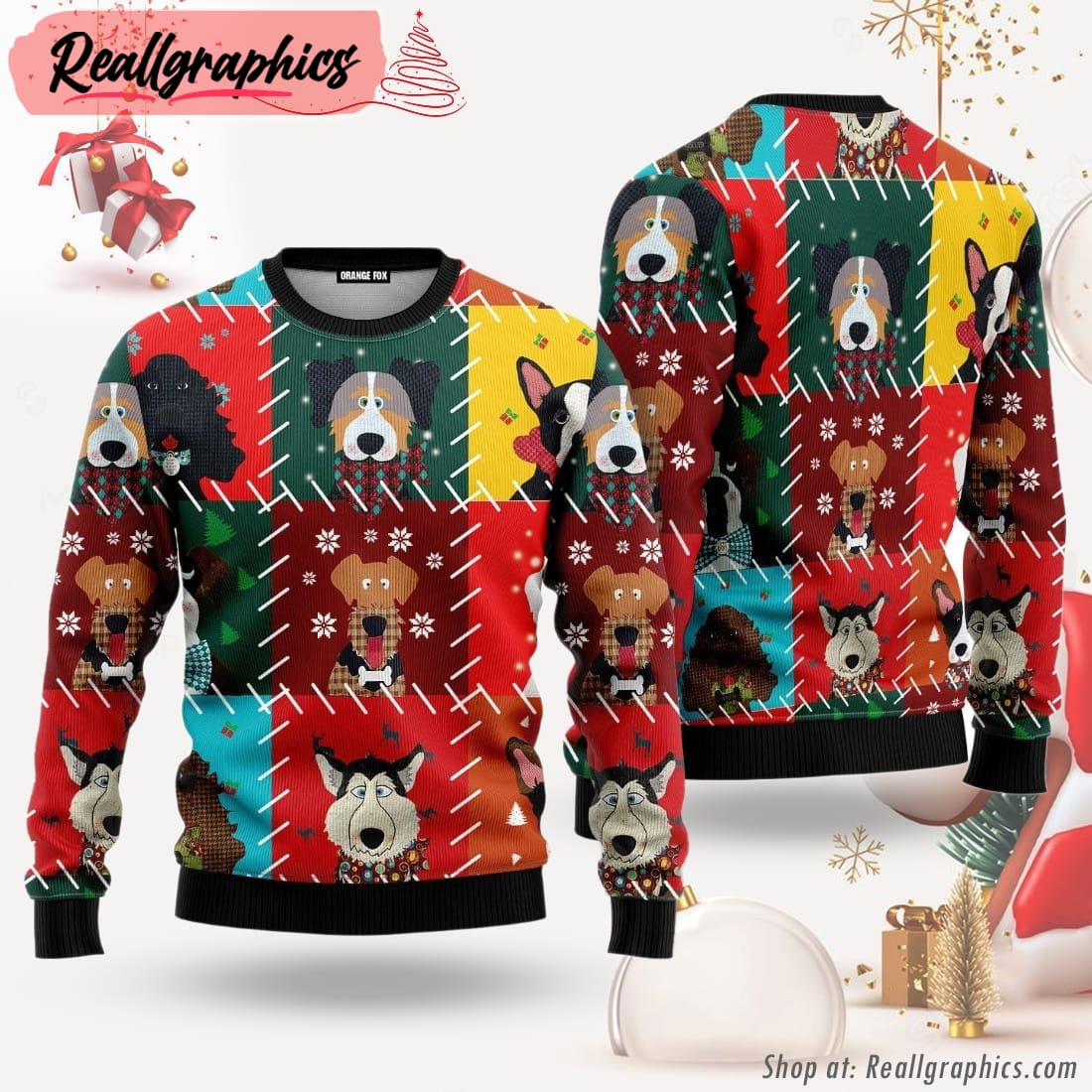 dog face ugly christmas sweater for men & women