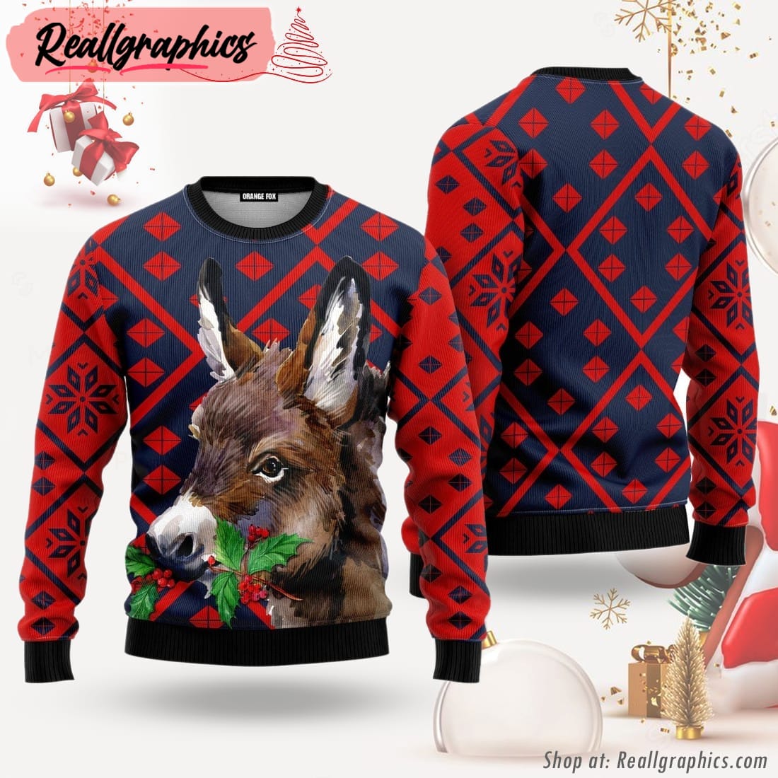 donkey ugly christmas sweater for men & women