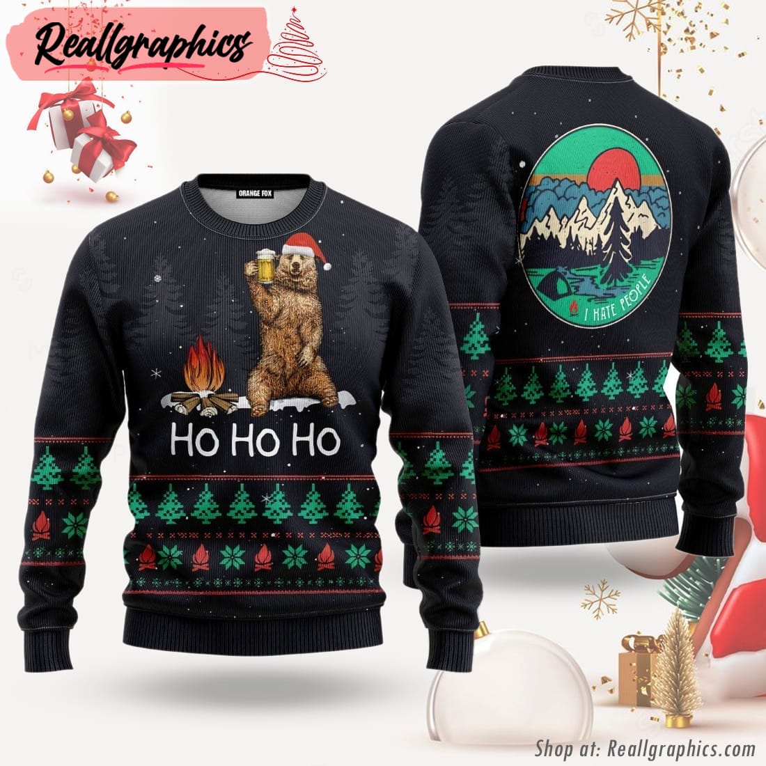 ho ho ho ugly christmas sweater for men & women