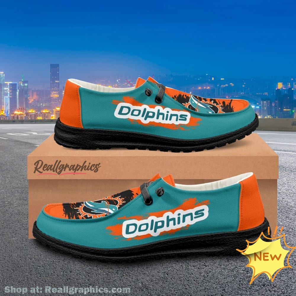 miami dolphins pattern design print custom hey dude shoes