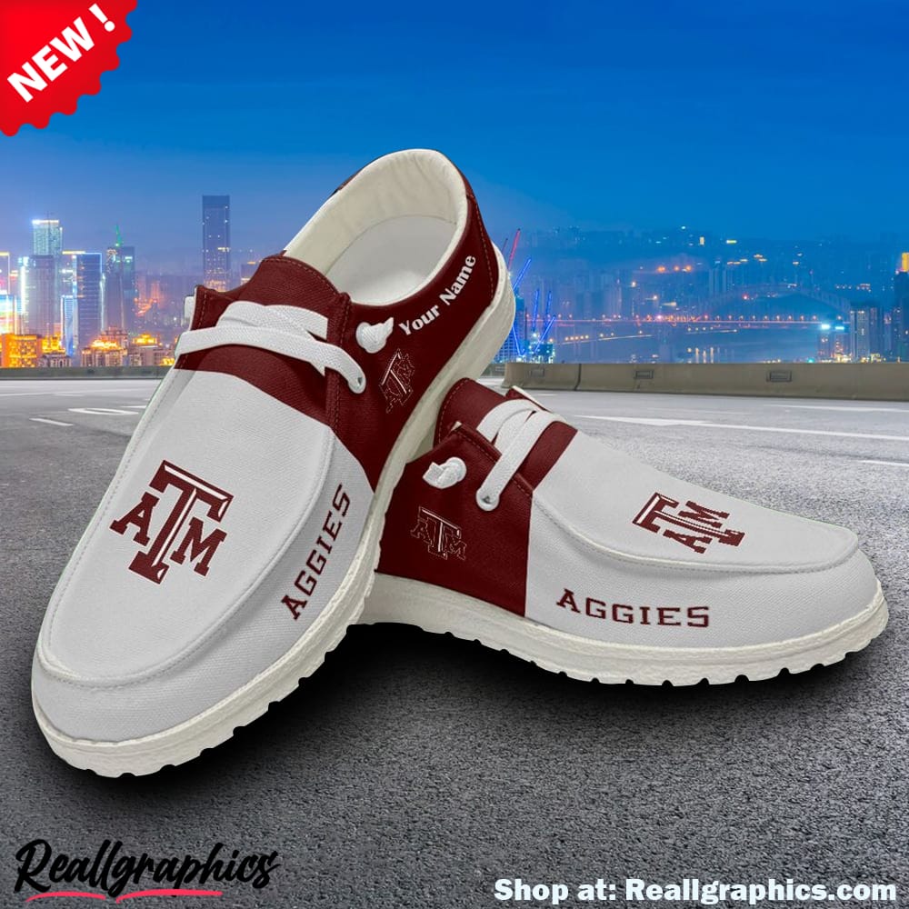 ncaa texas a&m aggies hey dude shoes custom name