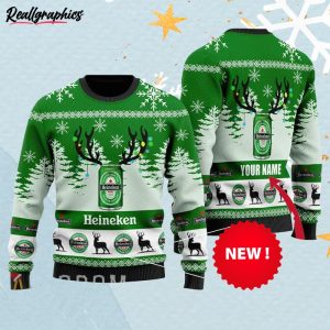 Personalized Deer Heineken Christmas Sweater