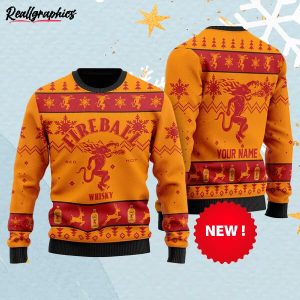 Personalized Fireball Whisky Christmas Ugly Sweater