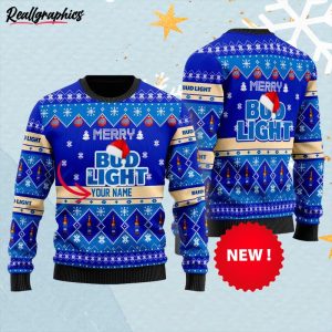 Personalized Merry Bud Light Christmas Ugly Sweater