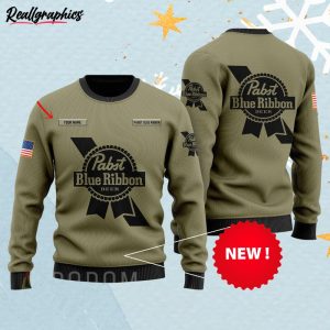 Personalized Pabst Blue Ribbon U.S Flag Sweater