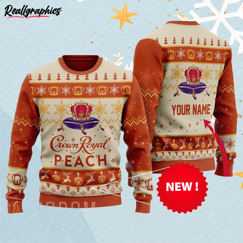 Personalized Peach Crown Royal Ugly Christmas Sweater