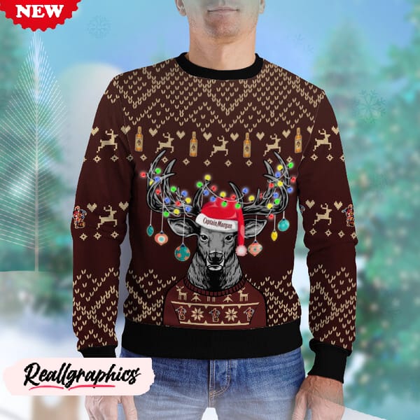 Personalized Reindeer Captain Morgan Christmas Ugly Sweater