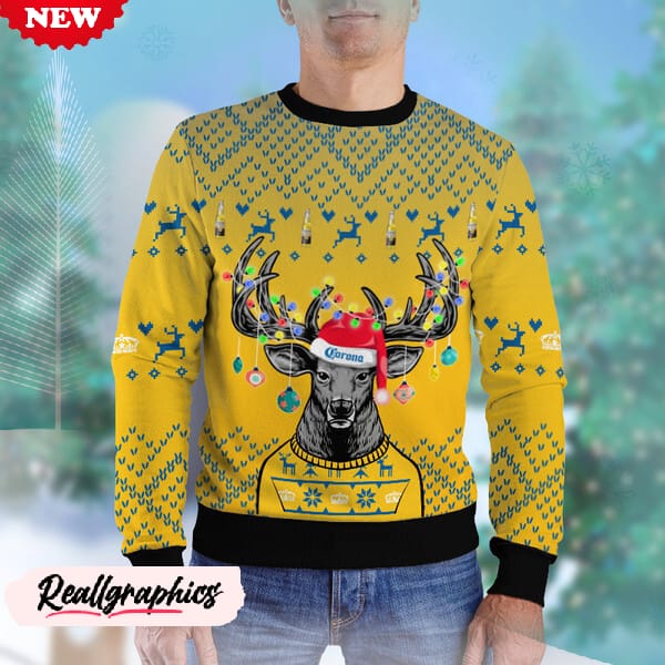 Personalized Reindeer Corona Extra Christmas Ugly Sweater