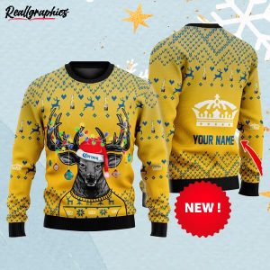 Personalized Reindeer Corona Extra Christmas Ugly Sweater