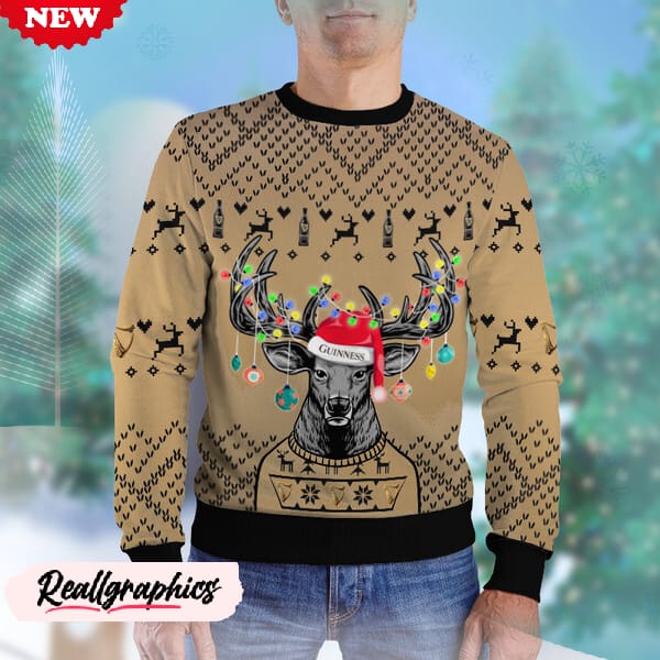 Personalized Reindeer Guinness Christmas Ugly Sweater