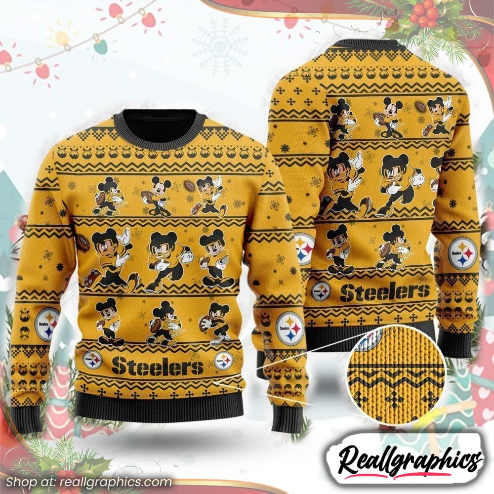 pittsburgh steelers mickey mouse design ugly christmas sweater printed