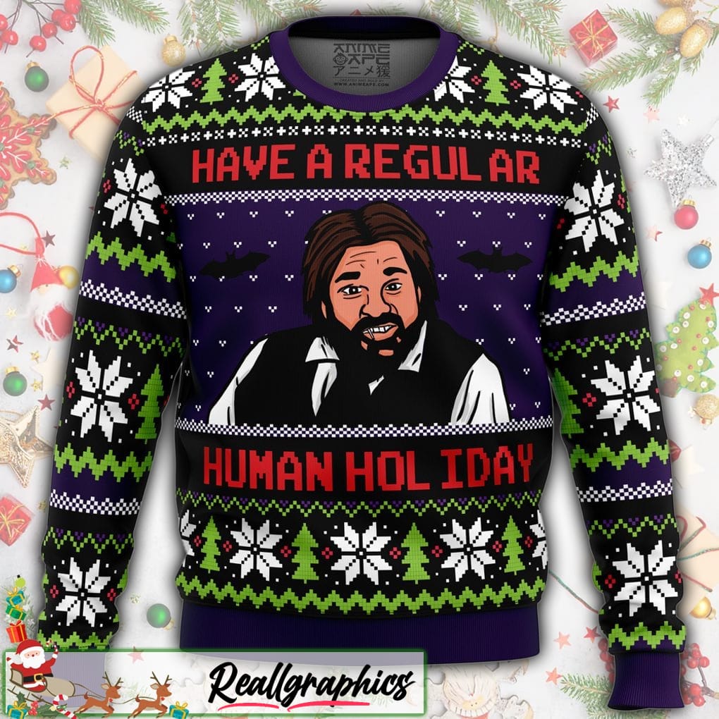 regular human holiday what we do in the shadows ugly christmas sweater