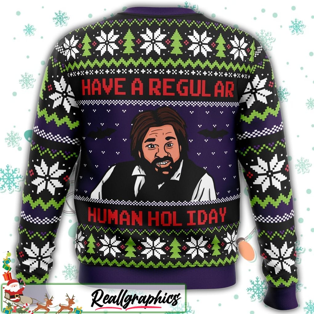 regular human holiday what we do in the shadows ugly christmas sweater