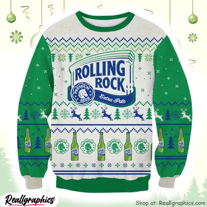 rolling rock extra pale beer ugly christmas sweater, gift for christmas holiday