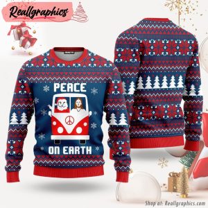 santa-and-jesus-hippie-bus-peace-on-earth-ugly-christmas-sweater-for-men-women