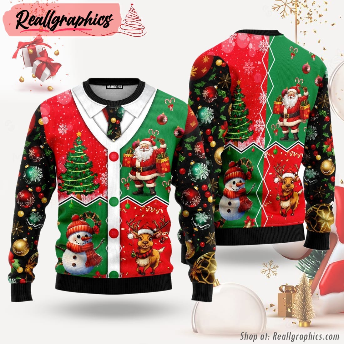 santa snowman reindeer cardigan costume ugly christmas sweater for men & women