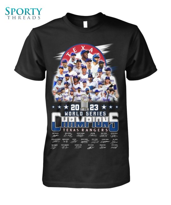 texas rangers 2023 world series champions player signature t-shirt