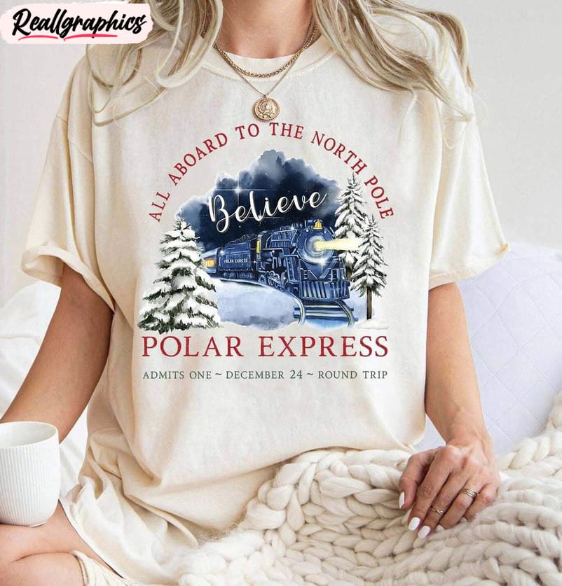 vintage polar express shirt, polar ticket short sleeve sweater