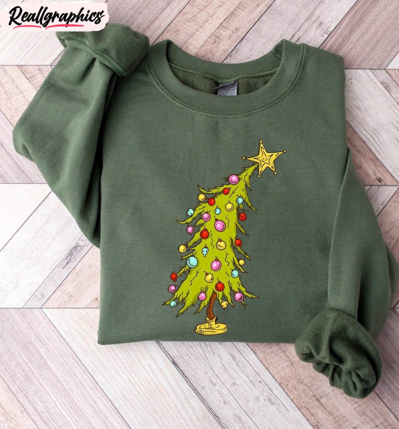 whimsical christmas tree shirt, whoville tree crewneck short sleeve