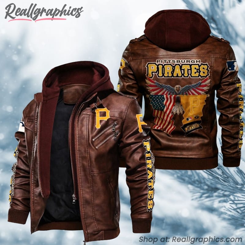 pittsburgh pirates printed leather jacket