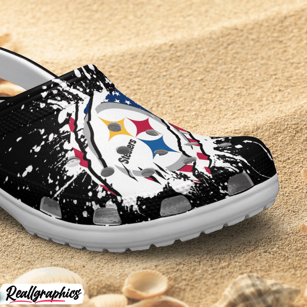 pittsburgh steelers american flag crocs shoes, pittsburgh steelers shoes