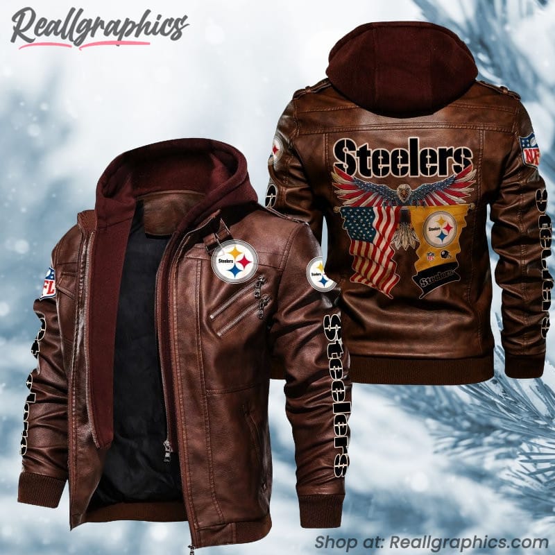 pittsburgh steelers men's printed leather jacket