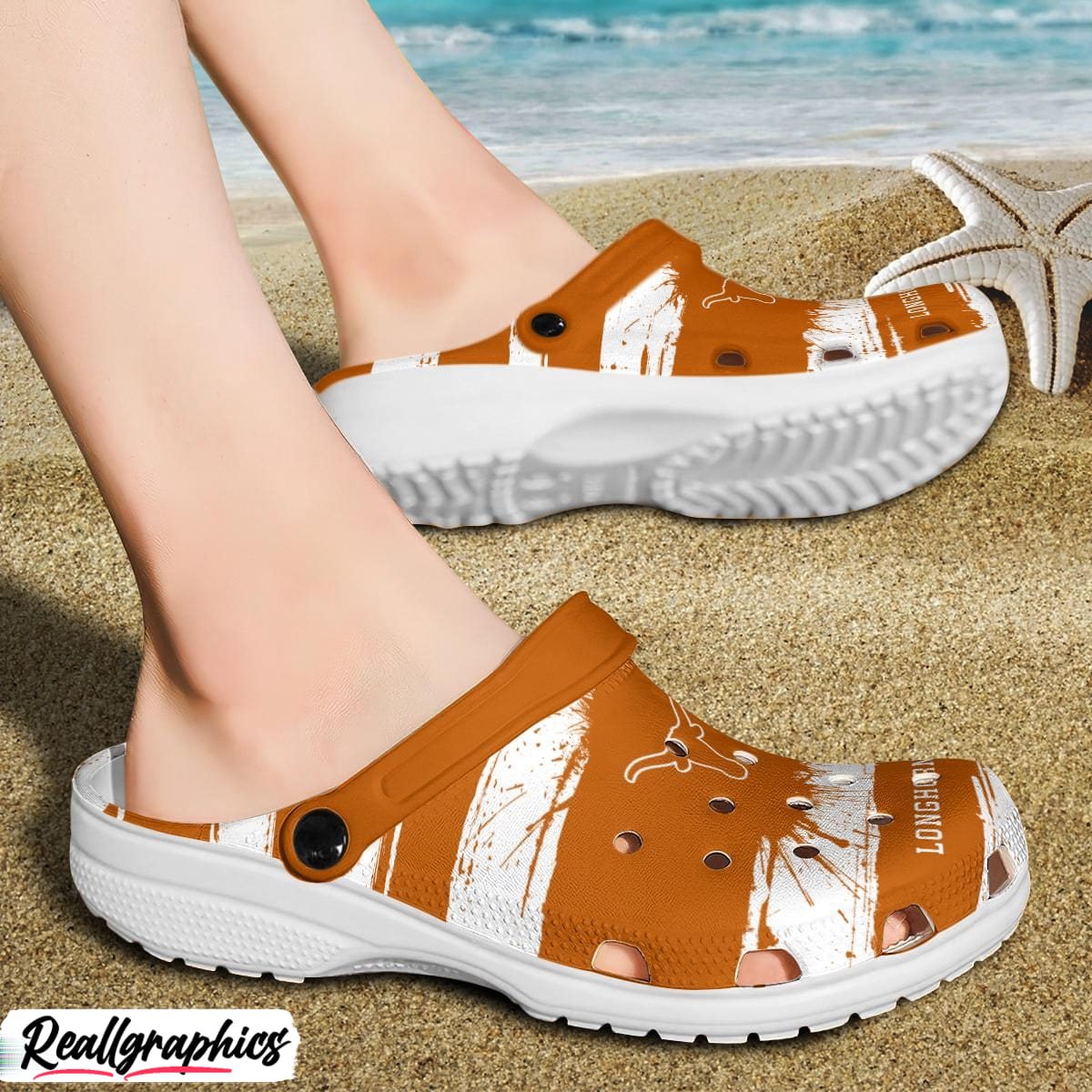 texas longhorns ink splash crocs shoes, texas longhorns gear