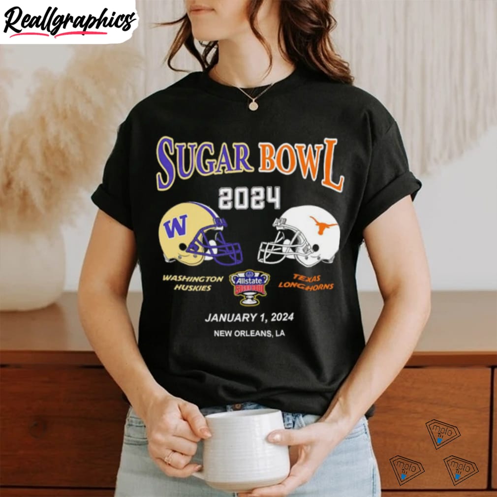 washington huskies vs texas longhorns sugar bowl 2024 january 1 2024 new orleans la head to head shirt