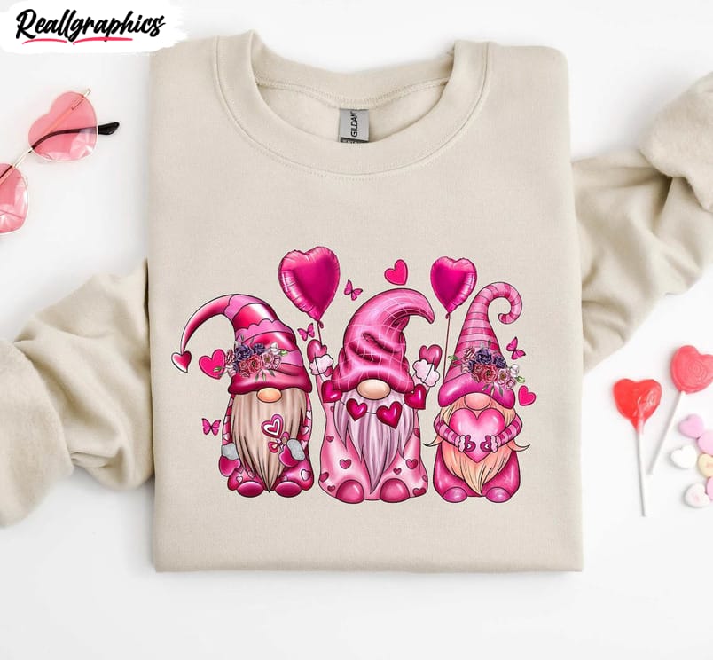 awesome gnome hearts crewneck, love gnome valentines sweatshirt sweater