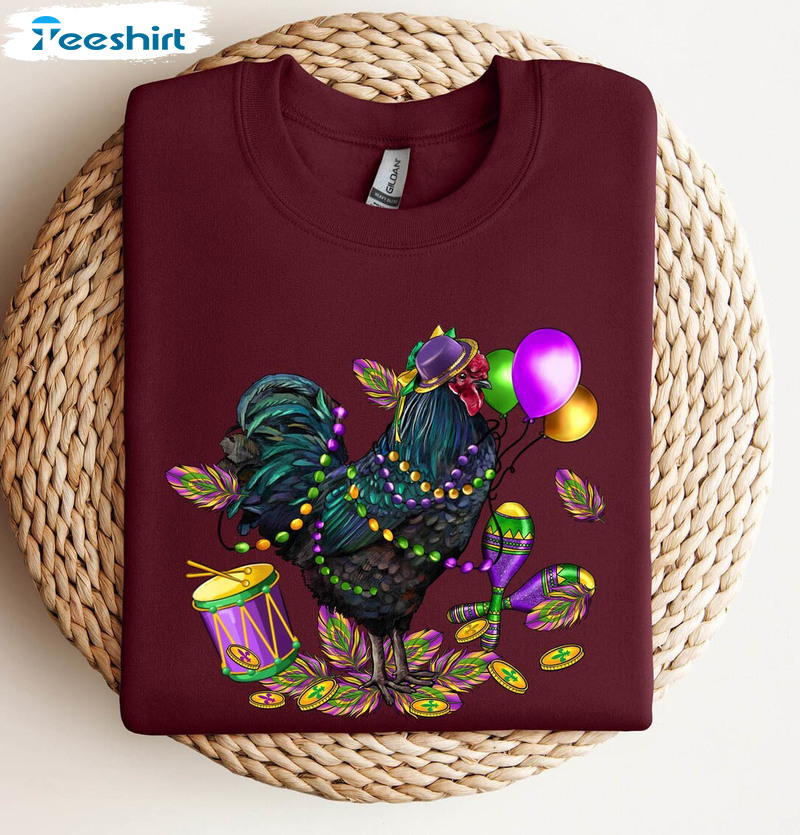 awesome mardi gras chicken shirt, groovy mardi gras unisex shirt