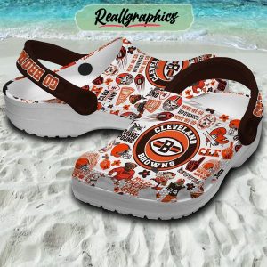 cleveland browns here we go brownies dawg pound 3d printed classic crocs, cleveland browns footwear