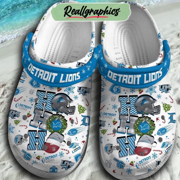 detroit lions ho ho ho christmas 3d printed classic crocs, detroit lions shoes