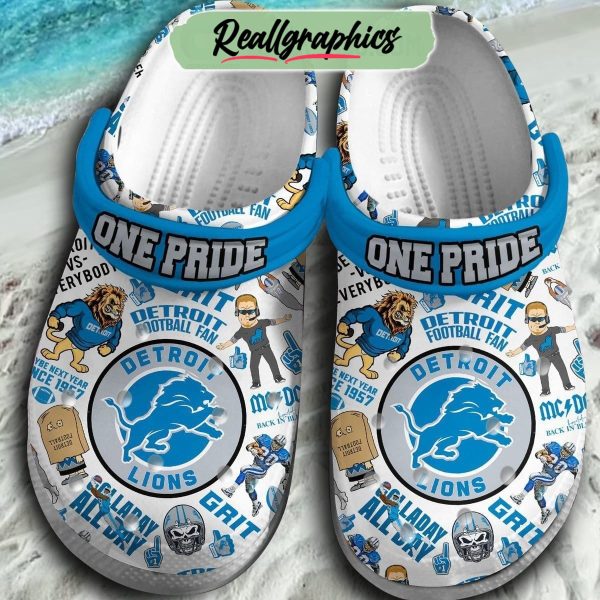 detroit lions one pride detro black in blue 3d printed classic crocs, detroit lions shoes