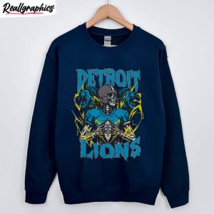 detroit skeleton football shirt, modern detroit lions shirt crewneck