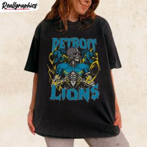 detroit skeleton football shirt, modern detroit lions shirt crewneck