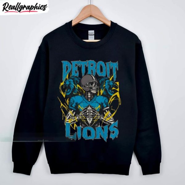 detroit skeleton football shirt, modern detroit lions shirt crewneck