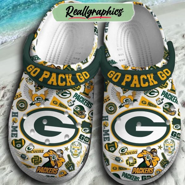 green bay packers go pack go 3d printed classic crocs, packers gifts