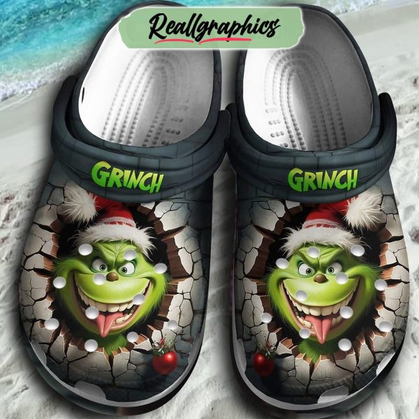 grinch smiling christmas crocs