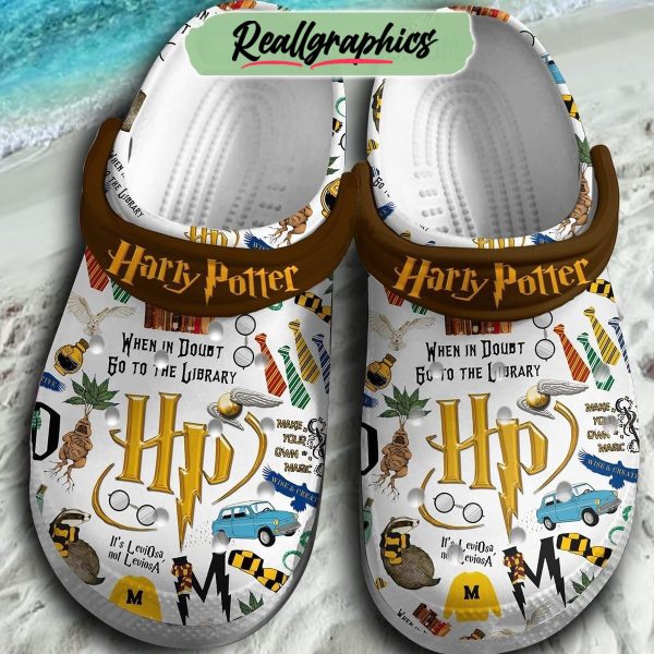harry potter when in doubt go to the library 3d printed classic crocs